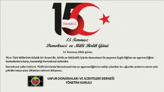  15 TEMMUZ DEMOKRASİ VE MİLLİ BİRLİK GÜNÜ